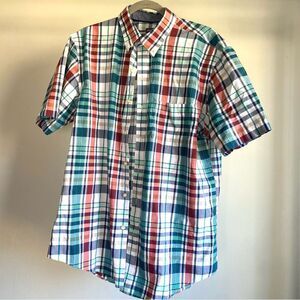 Van Heusen Classic Fit Teal & red Plaid Button Down Shirt | L (16-16.5)